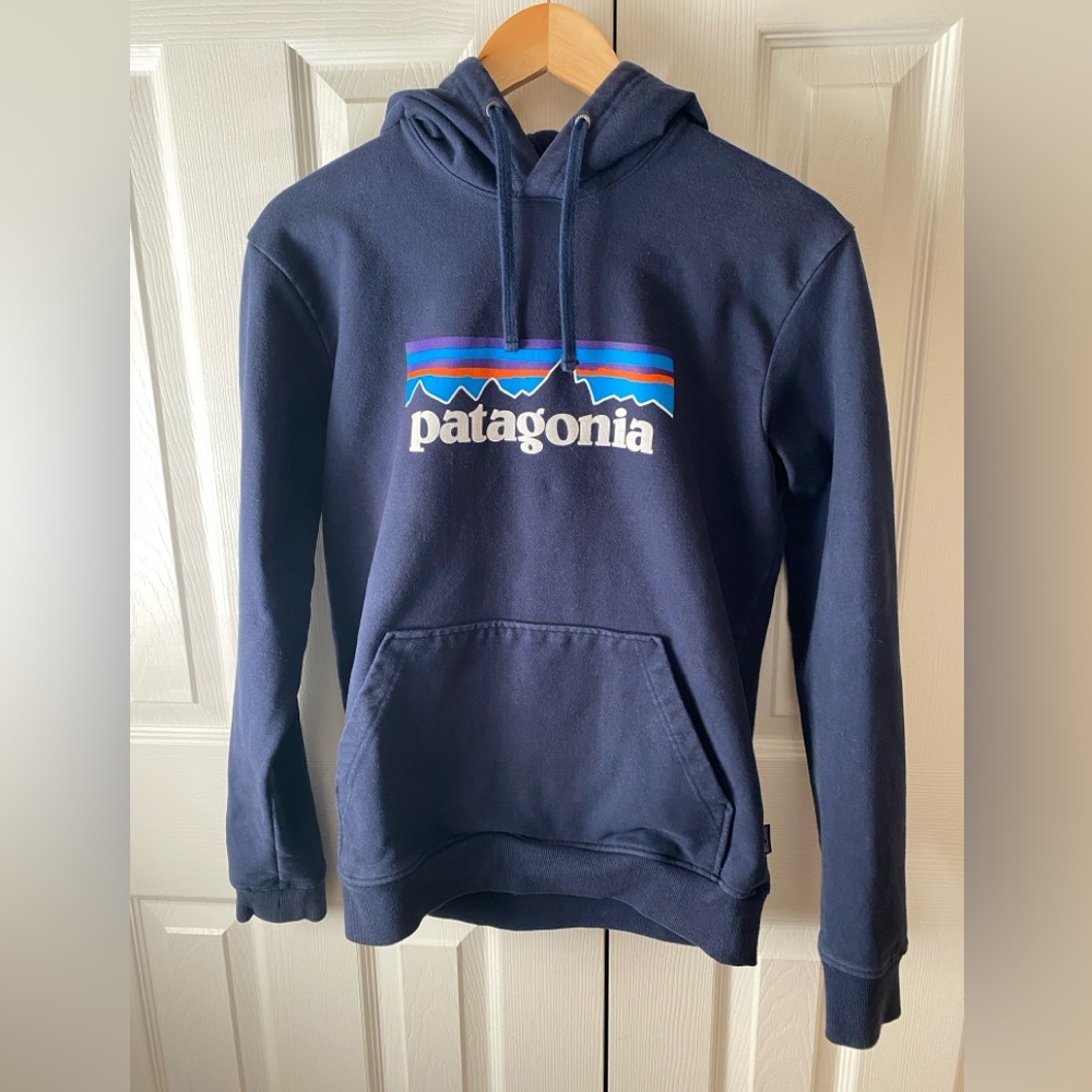 patagonia Navy P-6 Uprisal Spell-Out Logo Graphic Hoody‎ SZ S